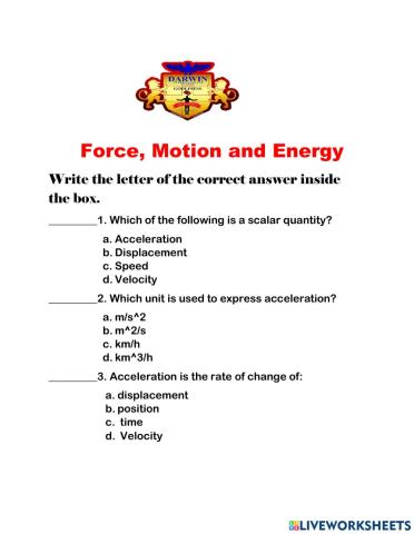 Force,Energy and Motion
