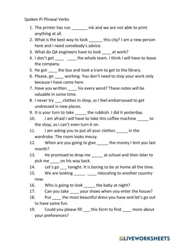 Phrasal Verbs Pre-Intermediate