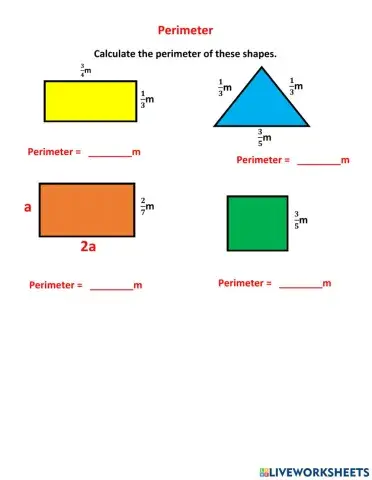 Perimeter of shapes with fractions
