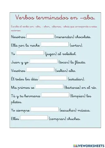 Verbos terminados -aba