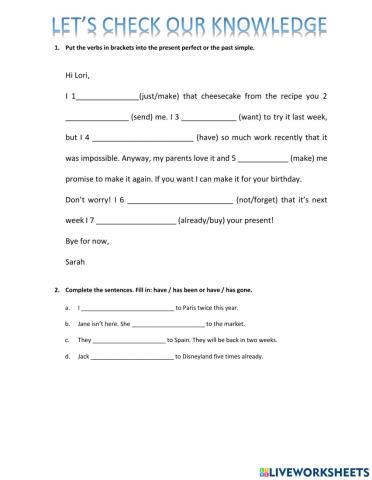 Presente perfect vs simple past