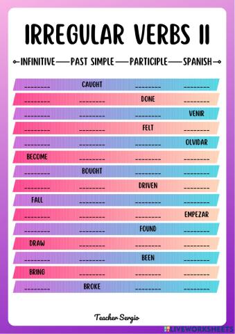 Irregular Verbs Test 2