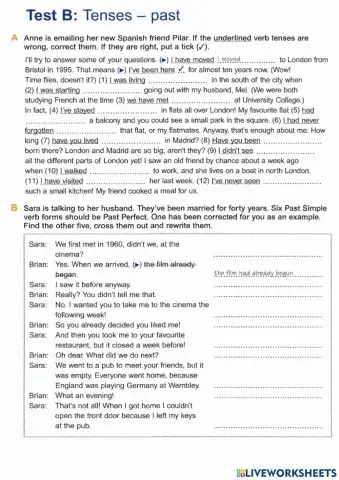 Basic Grammar Test B Past tenses