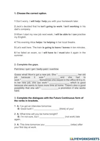 Revision Grammar future forms