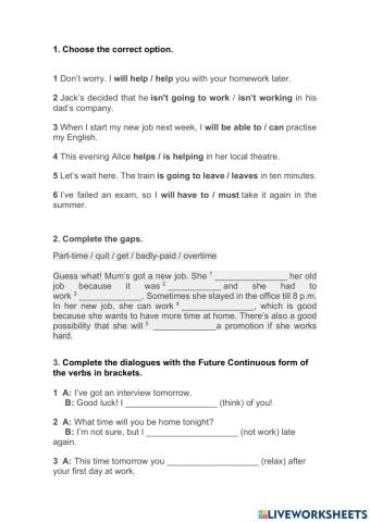 Revision Grammar future forms