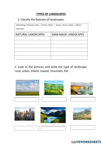 Types of landscapes
