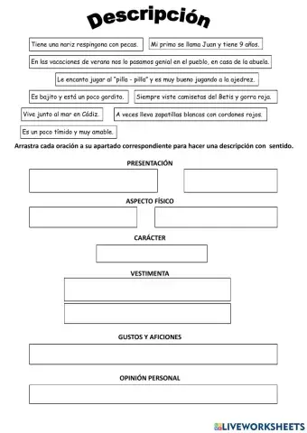 Descripción de personas. Apartados