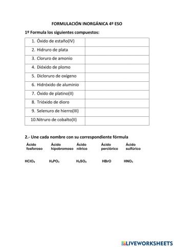 Formulación inorgánica