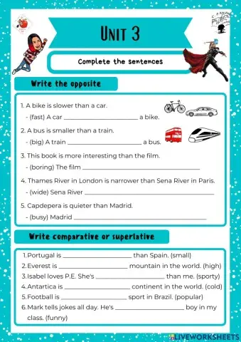6th grade. Unit 3. Sheet 7. Richmond
