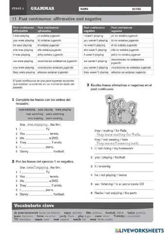 Past Continuous (affirmative - negative)