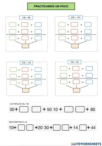 Sumas con llevadas por descomposición