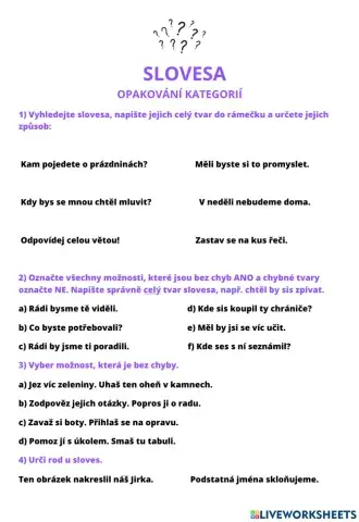 Slovesa - kategorie
