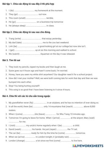Bt chia thì tenses exercise