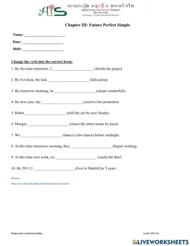 Future Perfect Simple