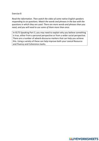 IE3, Unit 4, Speaking, Exercise 8