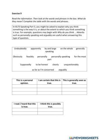 IE3, Unit 4, Speaking, Exercise 9