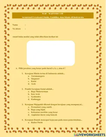 LKPD Materi Kerajaan Hindu, Buddha, Islam di Indonesia