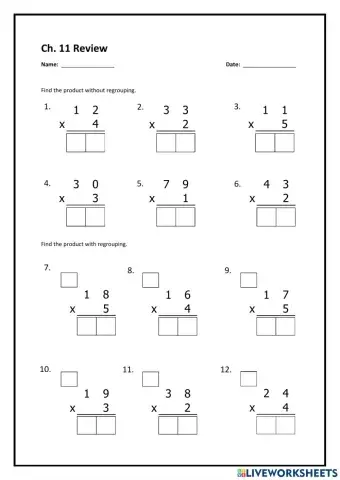 Multiplication with 1 - 5 TimesTables
