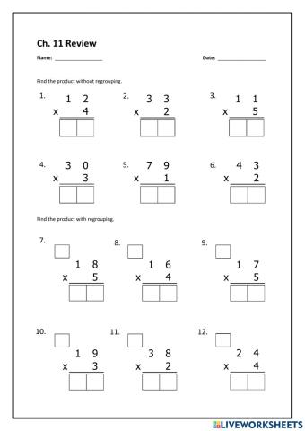 Multiplication with 1 - 5 TimesTables