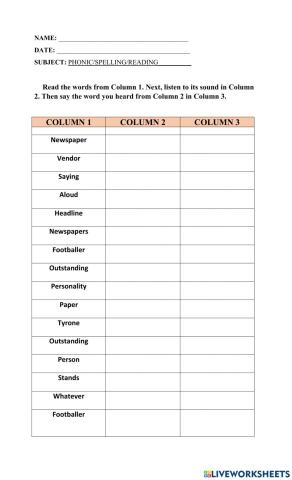 Outstanding Personalities Word List