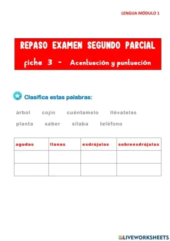 Lengua 1 ficha 3 acentuación y puntuación