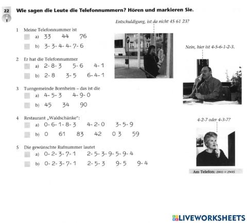 Deutsch A1 - Telefonnummern hören