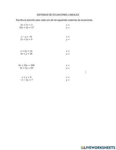 Sistemas de ecuaciones