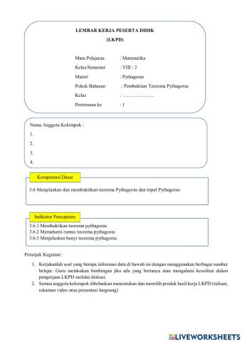 LKPD Teorema pythagoras