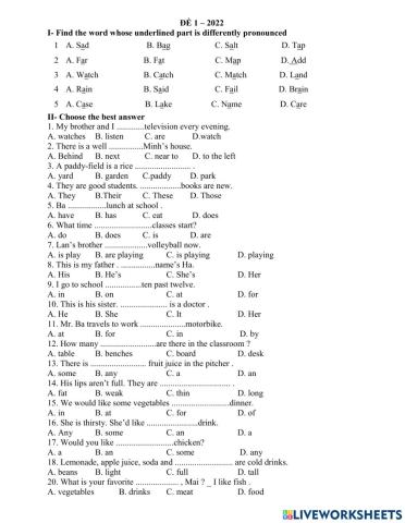 Luyện vào lớp 6 Đề số 6