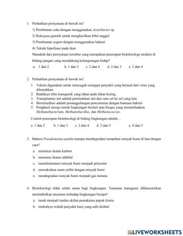 Pretest Dampak Negatif Bioteknologi