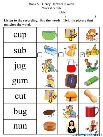 8b Short U CVC Words Worksheet