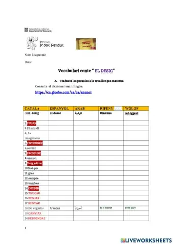 Vocabulari --el desig. de la col·lecció Accents. Editorial Castellnou!