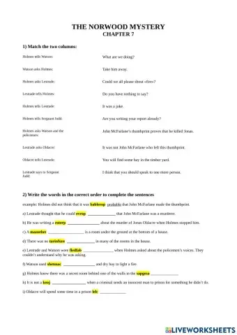 The Norwood Mystery chapters 7 and 8