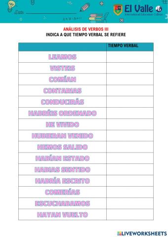 ANÁLISIS DE VERBOS III