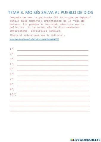 Tema 3. MOISÉS SALVA AL PUEBLO DE DIOS