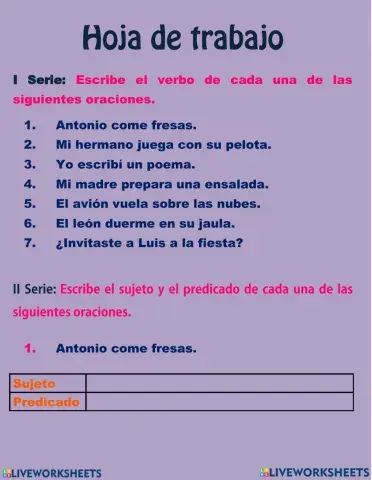 Núcleo del sujeto y núcleo del predicado