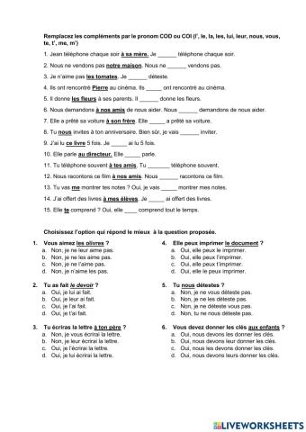 Les pronoms COD COI