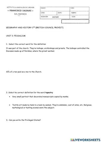 Definitions: Feudalism