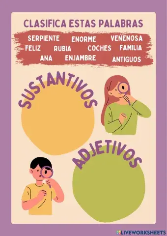Clasificación adjetivos y sustantivos