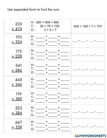 Addition Using Expanded Form