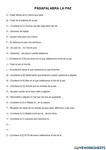 Pasapalabra de la paz