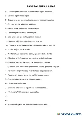 Pasapalabra de la paz