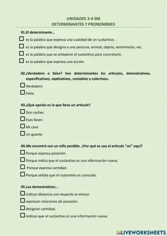 Determinantes - pronombres