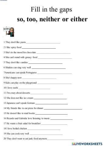 So, Too, Neither and Either