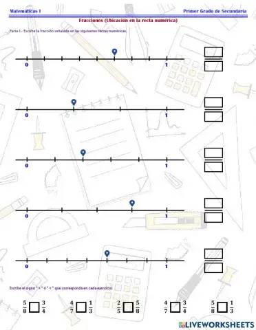 ESG127M1 - Fracciones ubicación en la Recta Numérica Ficha 01