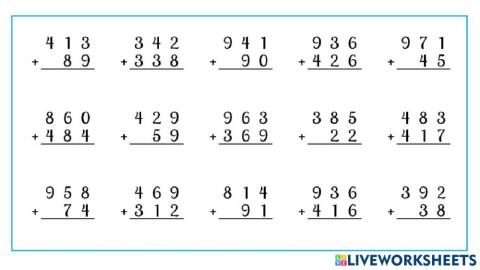 Sumas de 4 o más digitos