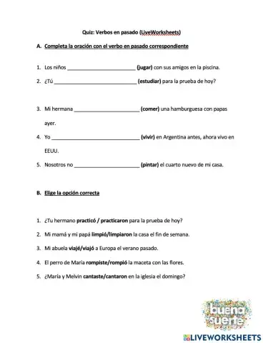 Verbos en pasado Quiz