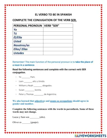 El verbo ser en español