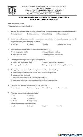 Assesmen Formatif I IPS 7
