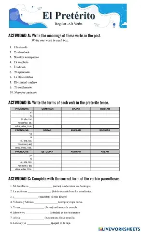 El Pretérito - Verbos Regulares -AR